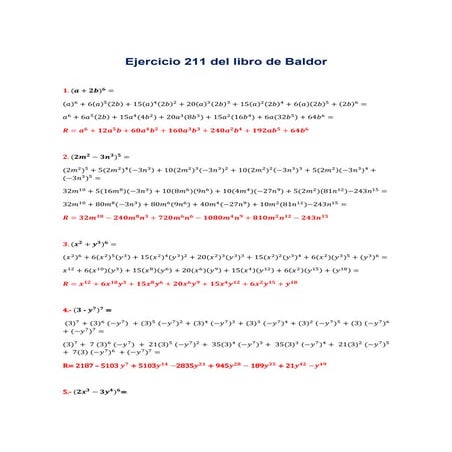 Ejercicio 211 del libro de Baldor