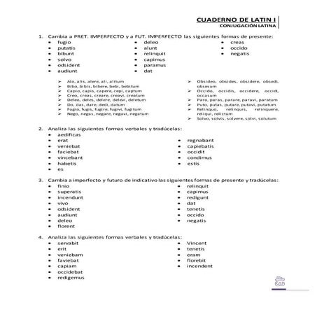 Ejercicios conjugacion verbal tema presente 