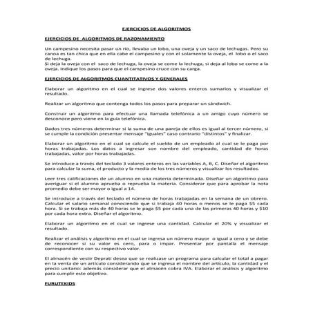 Ejercicios de algoritmos