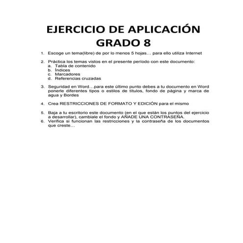 Ejercicios de aplicación