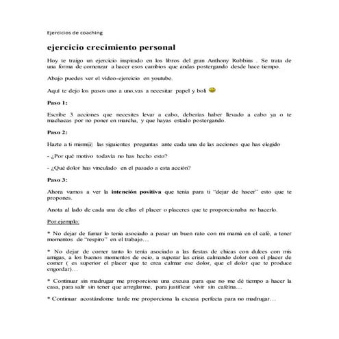 Ejercicios de coaching