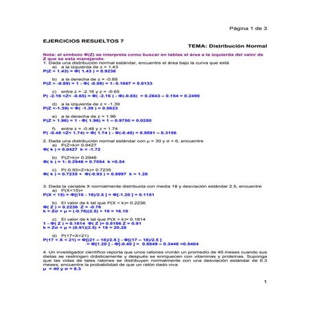 Ejercicios de distribucion normal estandar