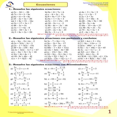 Ejercicios de ecuaciones