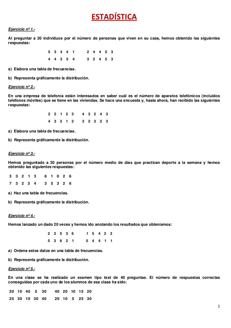 Ejercicios De Estadistica I