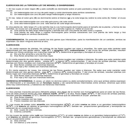 Ejercicios de la tercera ley de mendel