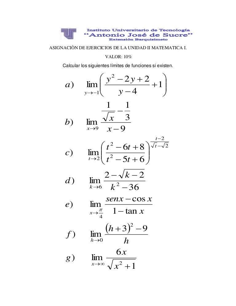 Ejercicios de limites
