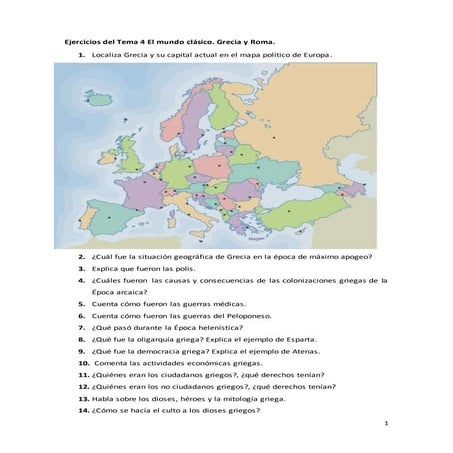 Ejercicios del tema 4 El mundo clásico. Grecia y Roma