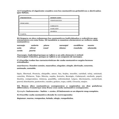 Ejercicios de morfología española