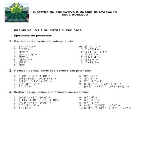 Ejercicios de potencias