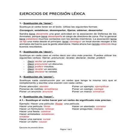 Ejercicios de precisión léxica. web | PDF