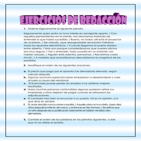 Ejercicios de redacción