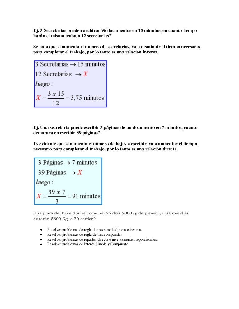 Ejercicios De Regla 3 Simple