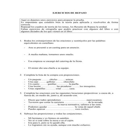Ejercicios de repaso | DOC