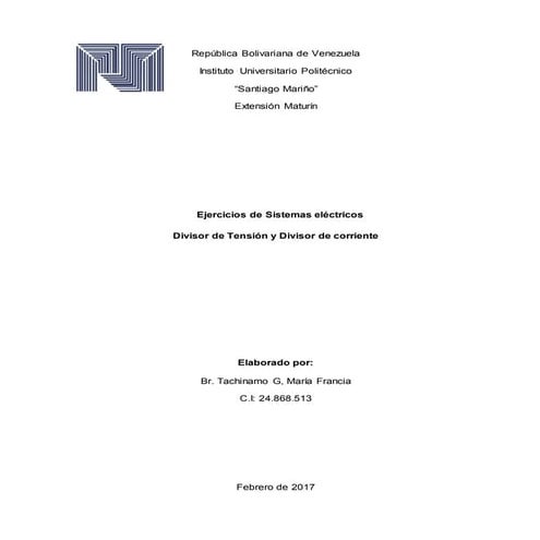 Ejercicios de sistemas electricos  - divisor de tension y corriente