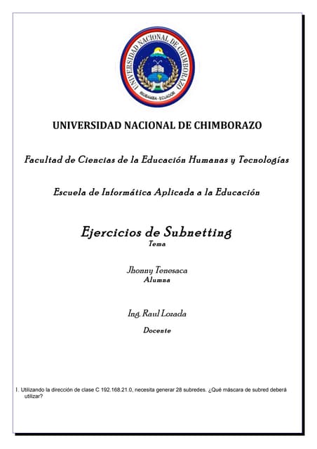 Ejercicios de subnetting
