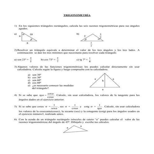 Ejercicios de trigonometria