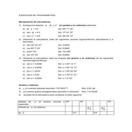 Ejercicios de trigonometria