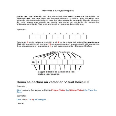 Ejercicios de vectores o arrays