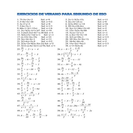EJERCICIOS DE VERANO PARA SEGUNDO DE ESO
