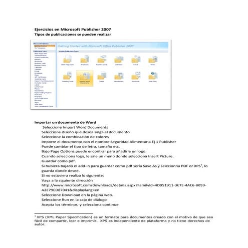 Ejercicios en microsoft publisher 2007
