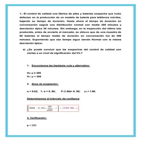 Ejercicios  de estadistica