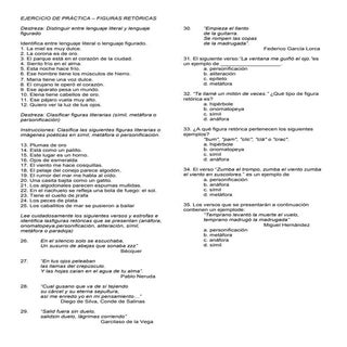 Ejercicios figuras literarias 5 basico