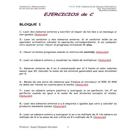Ejercicios generales C Programa