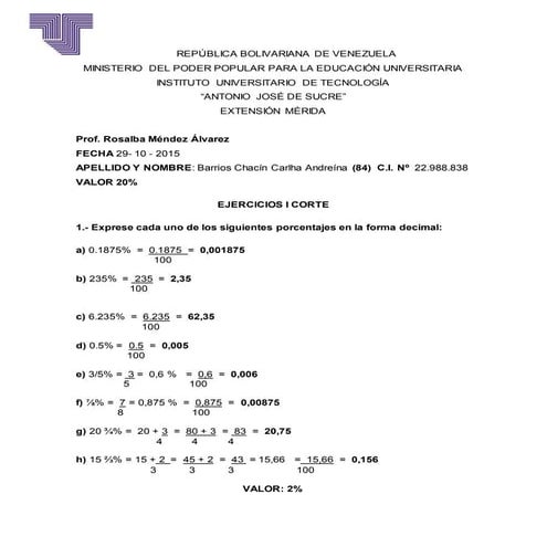 Ejercicios I corte Matemática Financiera