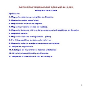 Ejercicios PAU resueltos. Geografía...