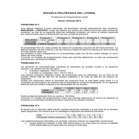 Ejercicios programacion lineal