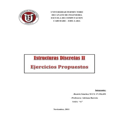 Ejercicios propuestos de estructuras discretas ii