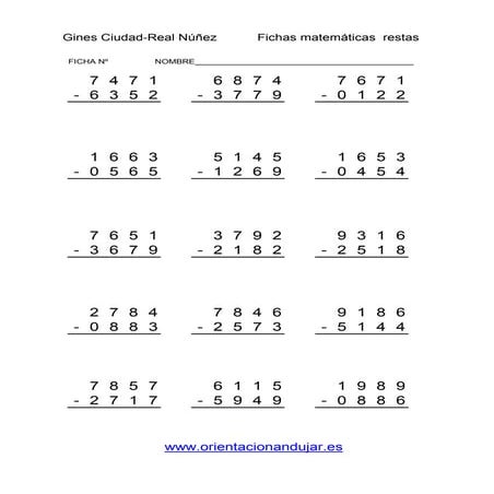 Ejercicios restas