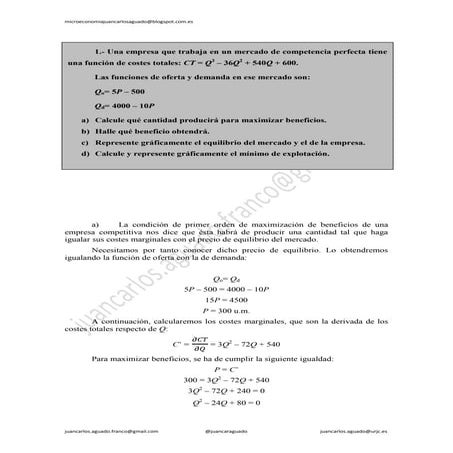 Ejercicios resueltos competencia perfecta