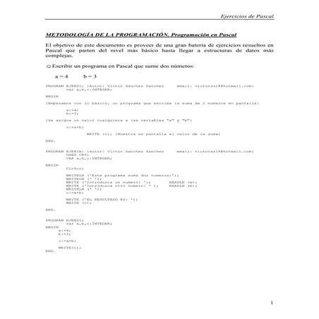 Ejercicios resueltos pascal