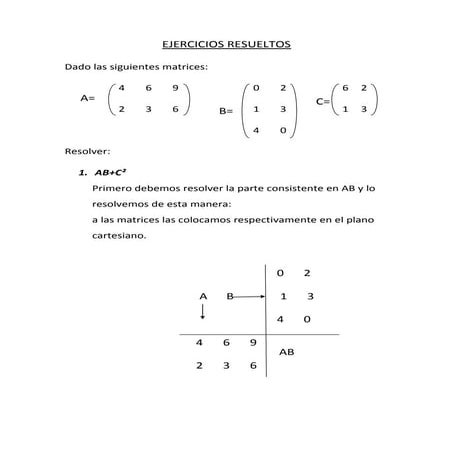 Ejercicios resueltos operaciones con matrices