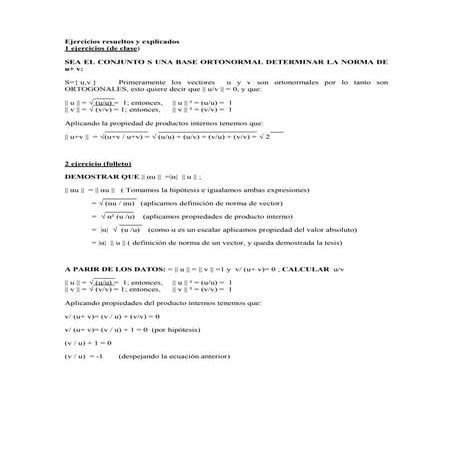 Ejercicios resueltos y explicados (norma de un vector)