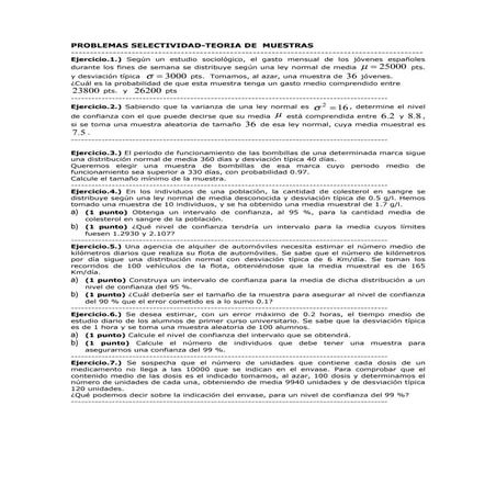 Ejercicios selectividad muestras