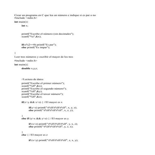 Ejercicios sencillos en c