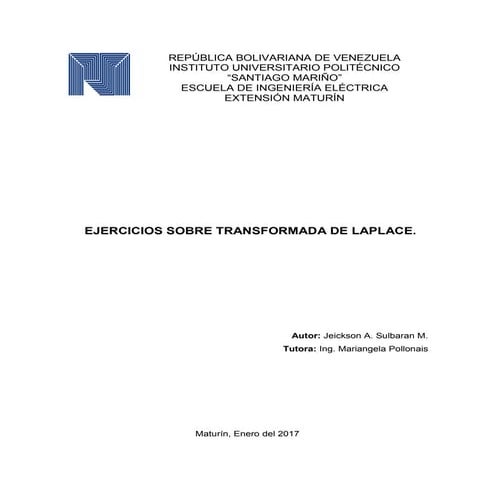 Ejercicios sobre Transformada de Laplace