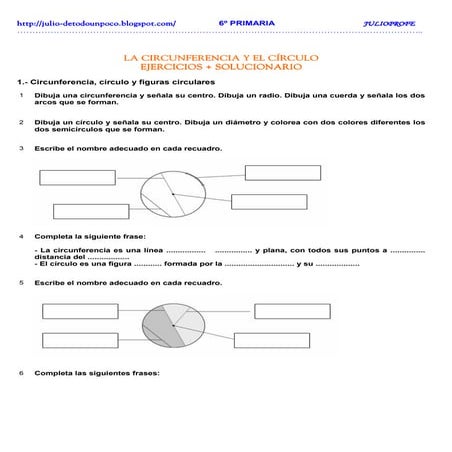 Ejercicios + solucionarios circunferencia y círculo