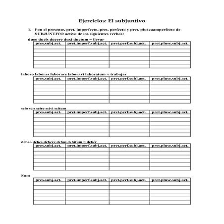 Ejercicios modo subjuntivo latin + oraciones con vocabulario