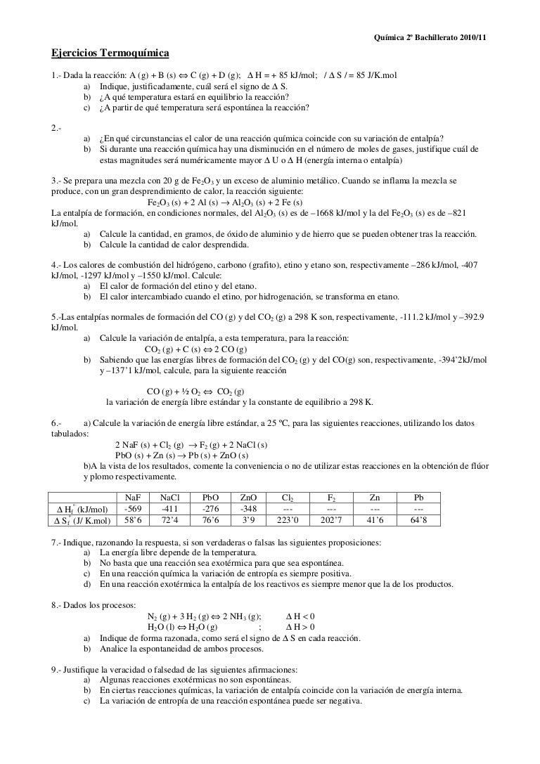 Ejercicios Termoquimica