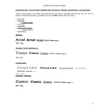 Ejercicios variados de word