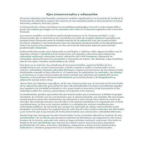 Ejes transversales y educación