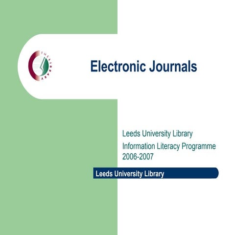 E-journals: starter session