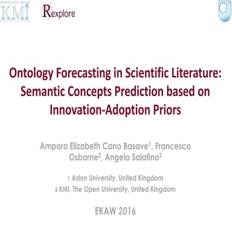 EKAW 2016 - Ontology Forecasting in Scientific Literature: Semantic Concepts ...