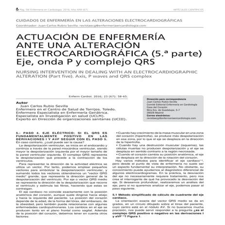 Actuación de enfermería ante una alteración electrocardiográfica (5º parte)