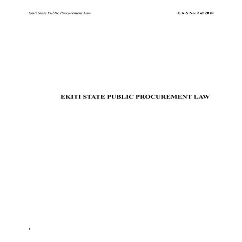 Ekiti State Public Procurement Law