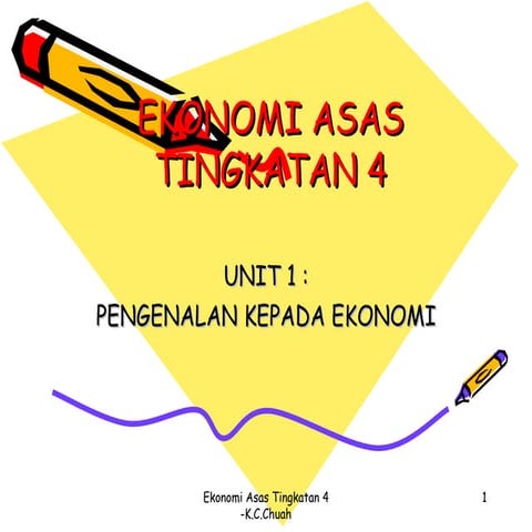 Ekonomi asas f4  unit 1 - Pengenalan Kepada Ekonomi