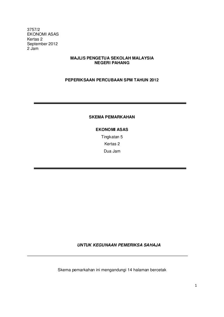 Ekonomi Asas Kertas 2 Percubaan Spm Pahang 2012